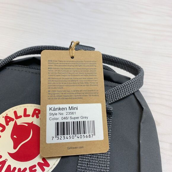 Fjällräven Unisex Kånken Mini Super Grey One Size Backpack Womens Mens main image 5